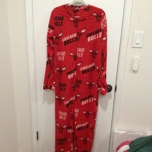 Mens CHICAGO BULLS Basketball Fleece One Piece Feet Pajamas Medium Unisex